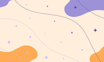 Abstract vector illustration with organic fluid forms and sparkling stars in soft pastel tones