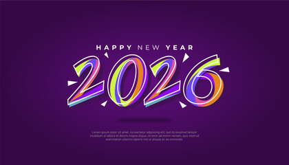 Happy New Year 2026 Colorful Celebration Banner Template Design