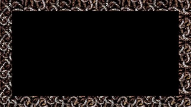 Black wide landscape format frame with animated chain pattern motif edges