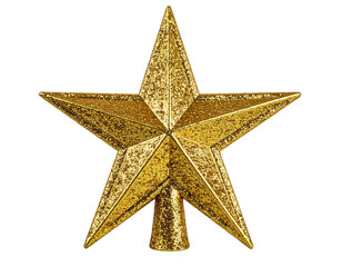  Vintage Gold Wire Star Tree Topper with Twinkling Lights, 3D Perspective, Isolated PNG, And transparent the background.