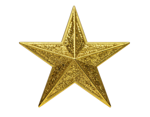  Vintage Gold Wire Star Tree Topper with Twinkling Lights, 3D Perspective, Isolated PNG,And transparent the background.