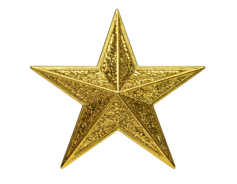  Vintage Gold Wire Star Tree Topper with Twinkling Lights, 3D Perspective, Isolated PNG,And transparent the background.