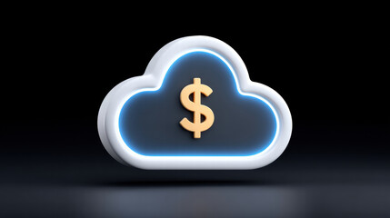 Ai chip floating in cloud for payments with glowing dollar symbol modern digital finance concept