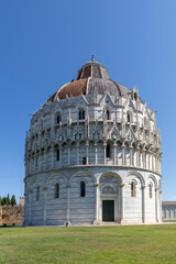the baptistery at pisa tuscany italy south portal sunny day no people