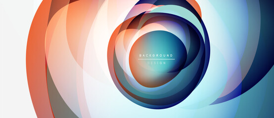 Abstract circular layers, vibrant colors blend. Modern design, dynamic composition, smooth gradients create visual interest.
