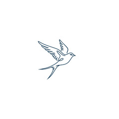 Minimalist Line Art Swallow Bird Logo – Elegant Flying Bird Symbol