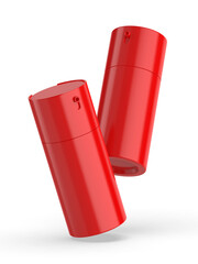 Blank cosmetic airless pump container packaging isolated on white background. Realistic clean mockup template for branding. 3D render illustration.