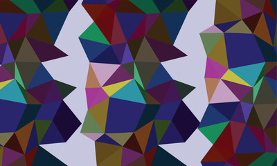 Fototapeta premium Seamless pattern showcases a myriad of vibrant color triangles overlapping over the light violet backdrop