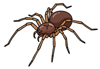 A stylized illustration of a brown spider building a web. The image evokes a 'spider web creep' feeling. Clean, graphic style suitable for various commercial uses.