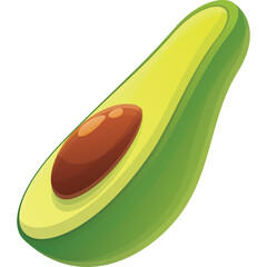 Halved Avocado with Brown Seed and Green Flesh on Transparent Background Fresh Healthy Food Ingredient