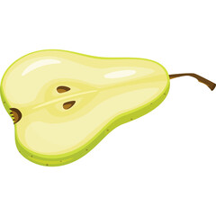 Halved Green Pear With Visible Seeds And Stem On A Transparent Background Detailed And Clean Illustration Of A Fresh Fruit