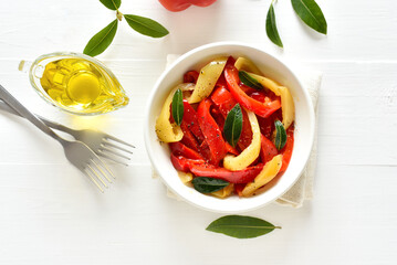Pickled bell peppers in bowl