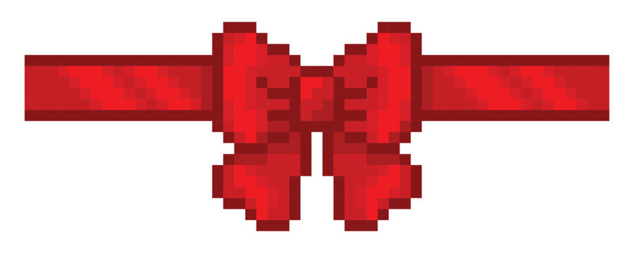 Pixel Red Ribbon Bow Retro Gift Decoration Element
