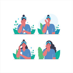 woman applying skincare products