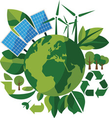 Eco-friendly sustainable energy and global environment vector illustration vector