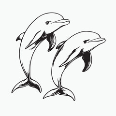 vector illustration of two cute dolphins