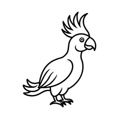 Obraz premium A playful cockatoo with its crest raised, illustrated with expressive, flowing lines. Capture its cheerful personality in a flat, cartoonish line art style