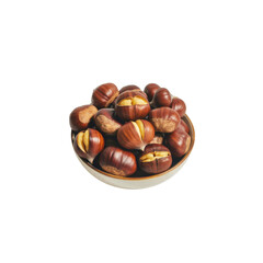 Obraz premium Bowl full of roasted chestnuts on black