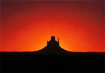 Silhouette of a castle against a vibrant orange sunset creating a dramatic and captivating scene
