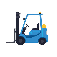 Blue forklift truck for warehouse operations.