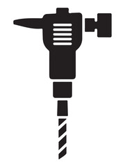 Modern jackhammer construction tool icon in a clean silhouette style