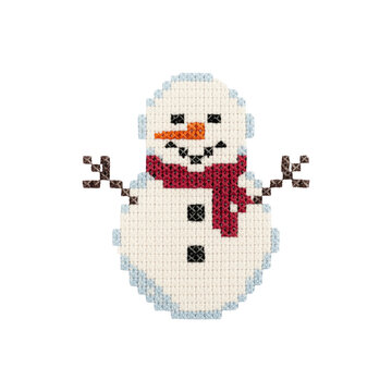 Cross-stitched snowman with scarf