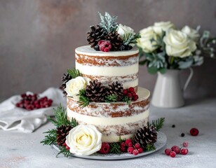 wedding cake with roses
