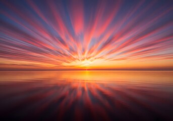 A vibrant sunset over the water creates a stunning display of light and color in the sky above