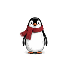Cute penguin wearing a red scarf