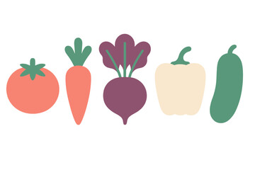 Fresh garden vegetables assortment including tomato carrot beet pepper and cucumber