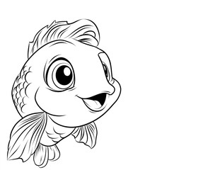 Fototapeta premium Coloring book for children, underwater world, fish.