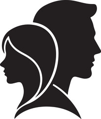 Man and Woman Profile Silhouettes Couple Relationship Family & User Icon