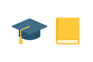 Academic graduation cap and closed textbook representing higher education and knowledge