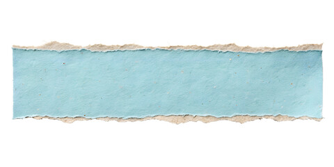 A horizontal blue paper strip with natural torn edges shows rough texture, clean and isolated, designed for a transparent background.