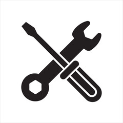 wrench crossed screwdriver icon vector illustration