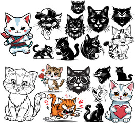 set vector funny cat
