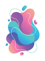 Abstract Fluid Gradient Shapes with Lines - Modern Vector