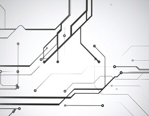 Abstract circuit board graphic with interconnected lines and circular connection points