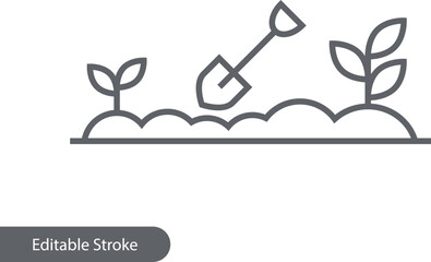 Gardening Vector Icon, Isolated on Transparent Background, Editable Stroke