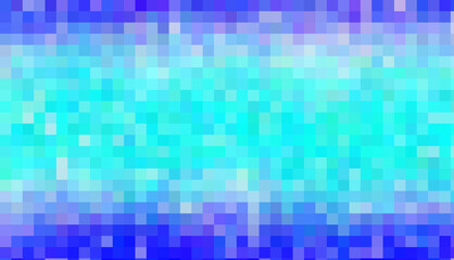 Abstract pixelated background with a vibrant gradient transitioning from deep blue to bright turquoise and light blue evoking a digital or futuristic aesthetic