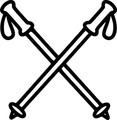 Crossed Ski Poles Icon – Winter Sport Symbol