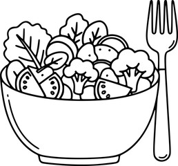 Salad Bowl Line Icon