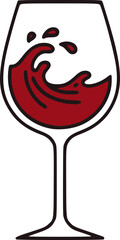 Red Wine Glass Line Icon