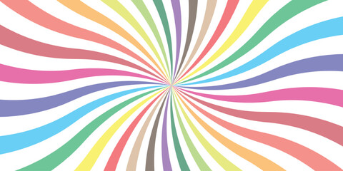 A colorful swirl with a rainbow background, Colorful Abstract Starburst Design with Soft Light Hues for Sweet, Cute Projects.