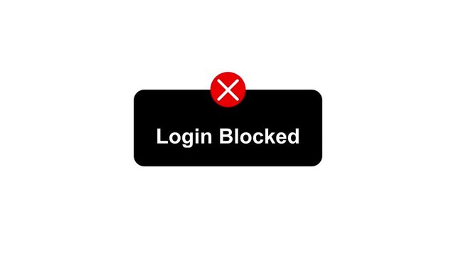 Mobile phone notification with Login Blocked on a white background.