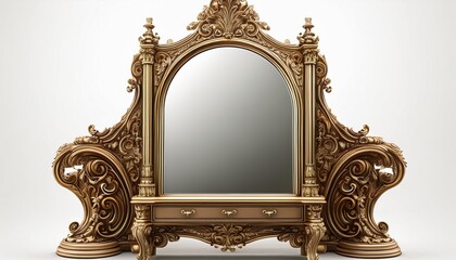 an ornate vintage style full length mirror isolated on a white background generative ai