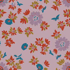 Seamless pattern, hand drawn outline pink Peony flowers on white background