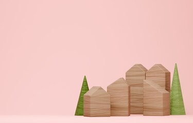 3D画像_積み木の家