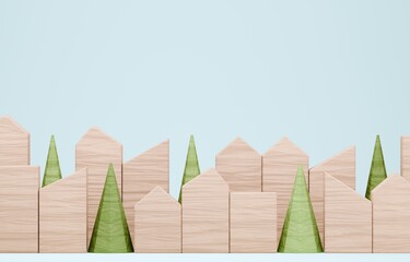 3D画像_積み木の家