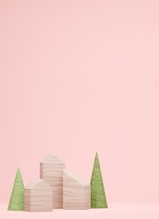 3D画像_積み木の家